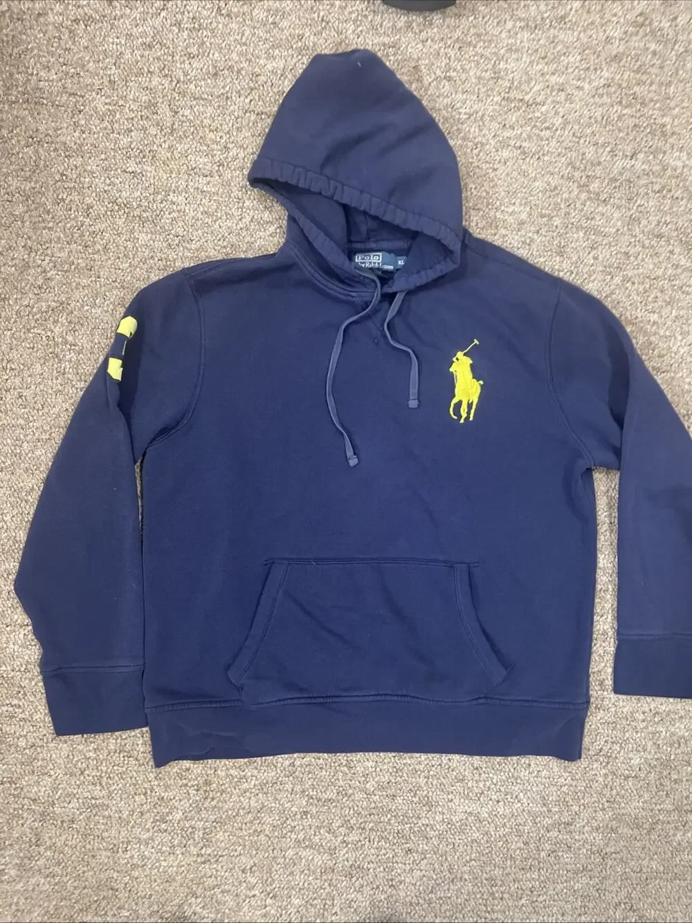 Polo Ralph Lauren Big Pony Hoodie Mens XL Blue #3 Pullover Sweatshirt Pocket
